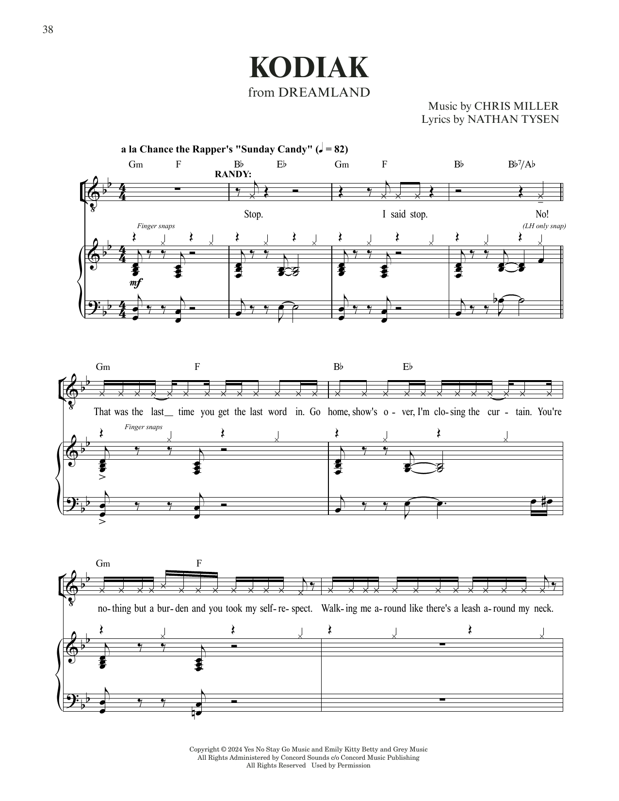 Chris Miller & Nathan Tysen Kodiak (from Dreamland) Sheet Music Notes & Chords for Piano & Vocal - Download or Print PDF