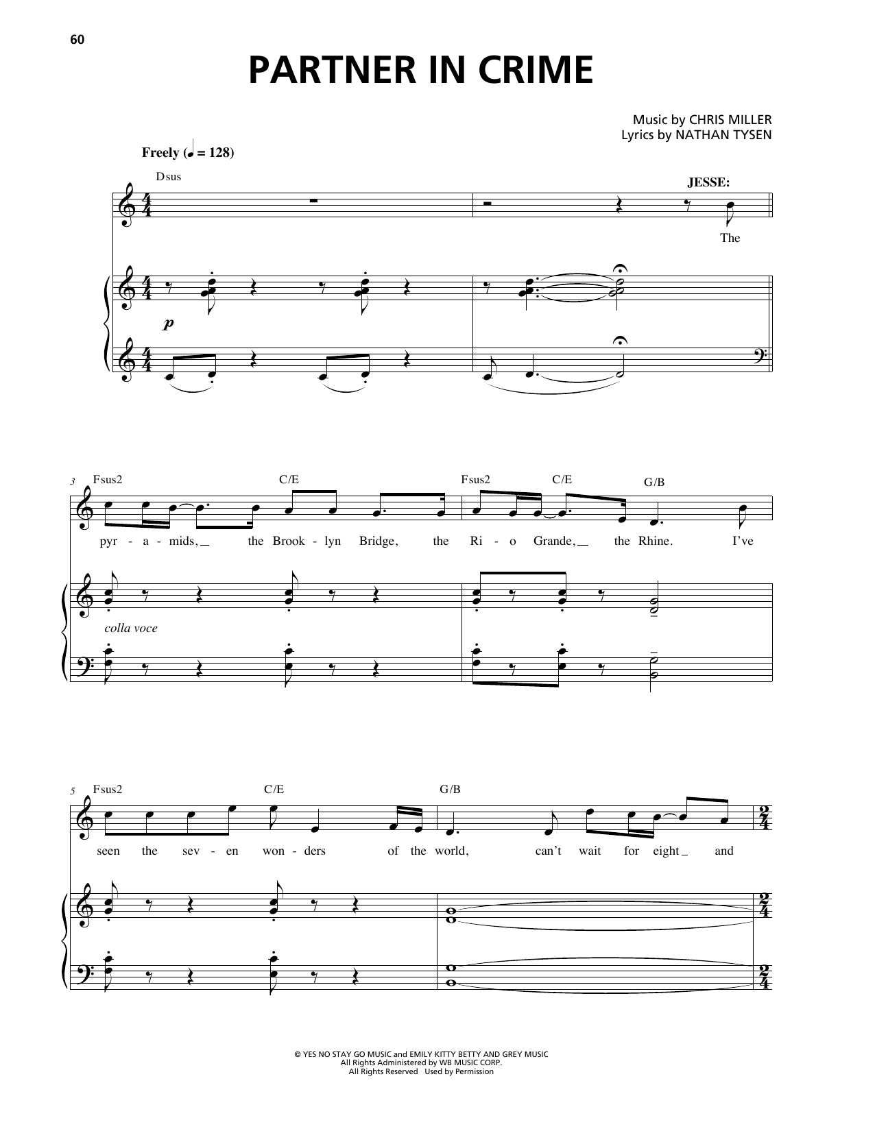 Chris Miller and Nathan Tysen Partner In Crime (from Tuck Everlasting) Sheet Music Notes & Chords for Piano & Vocal - Download or Print PDF