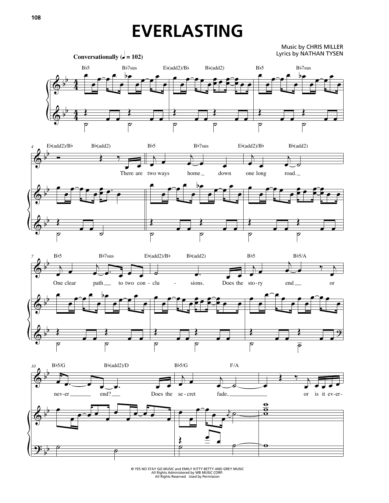 Chris Miller Everlasting Sheet Music Notes & Chords for Piano & Vocal - Download or Print PDF