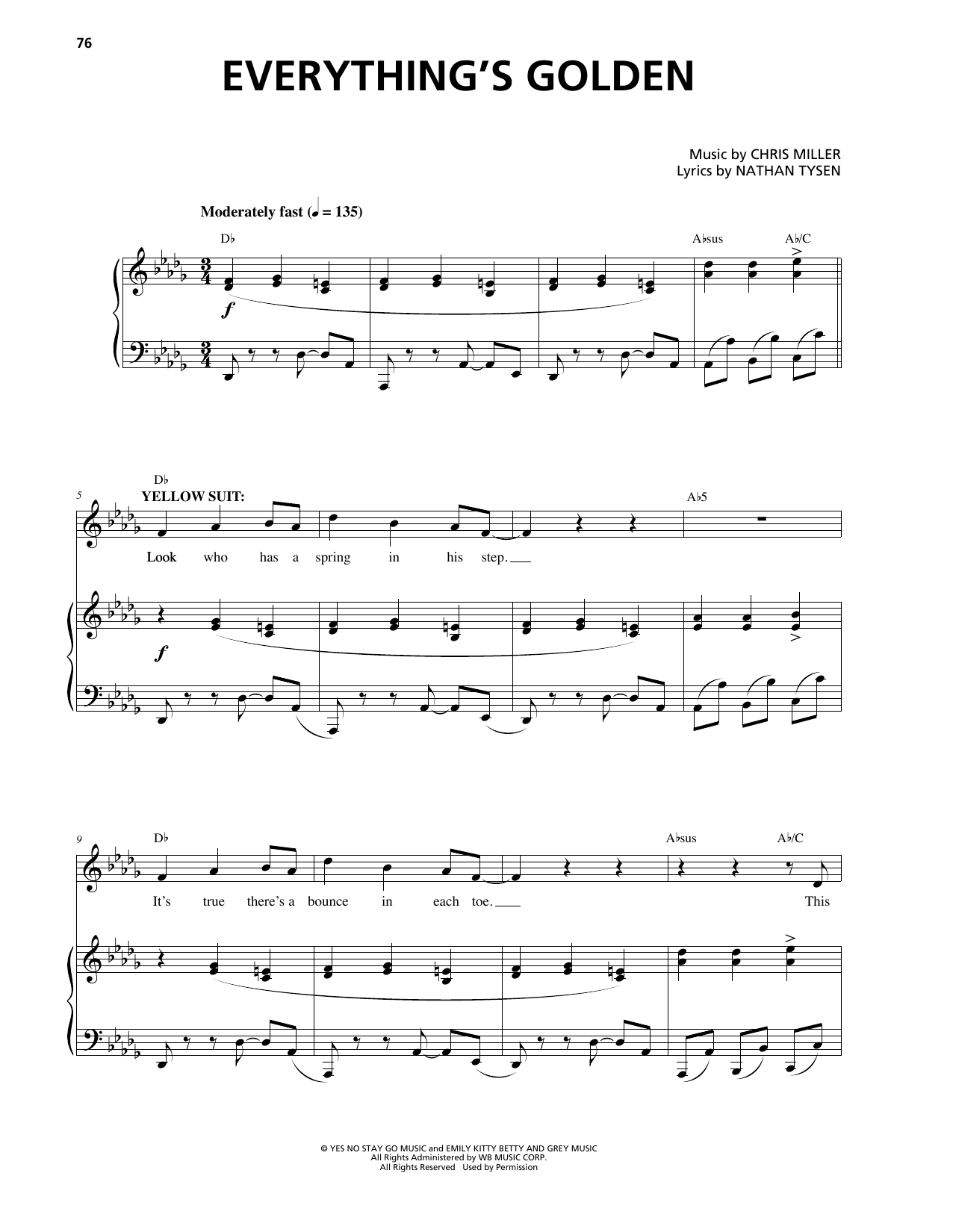 Chris Miller Everything's Golden Sheet Music Notes & Chords for Piano & Vocal - Download or Print PDF