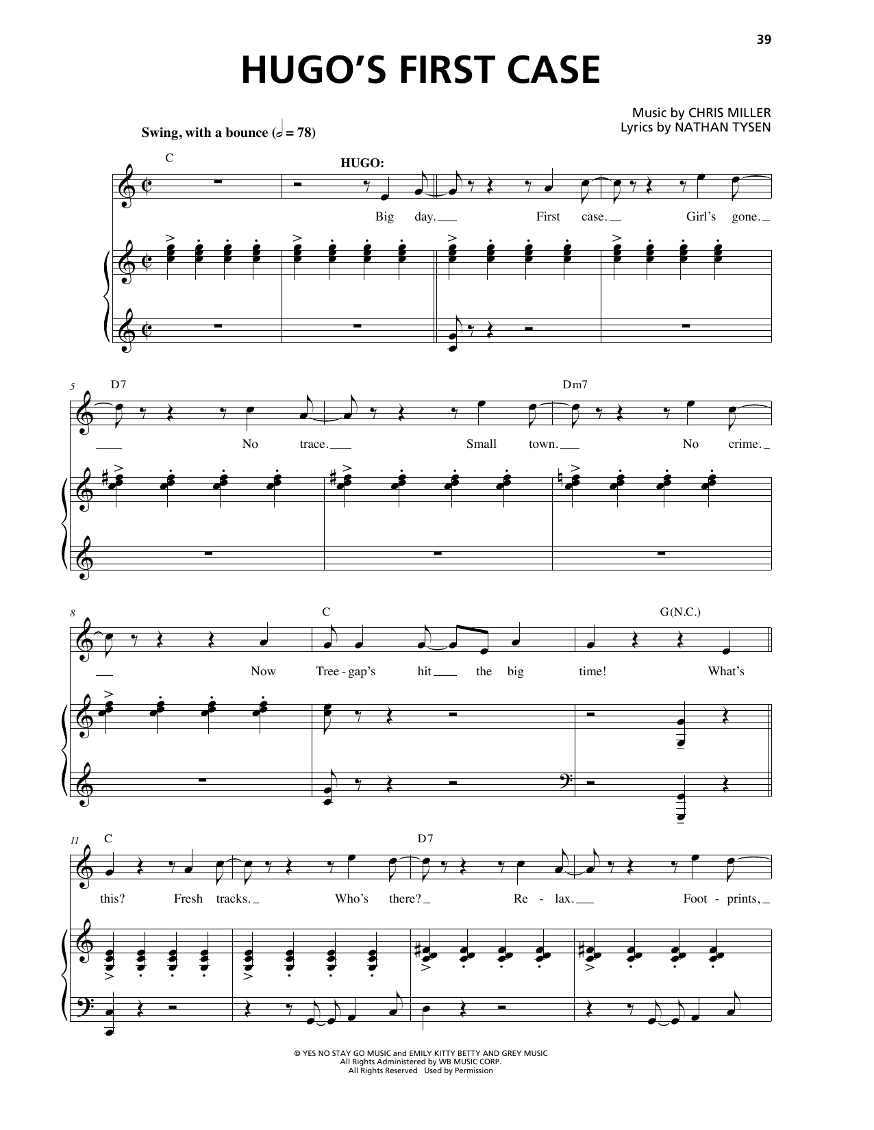 Chris Miller Hugo's First Case Sheet Music Notes & Chords for Piano & Vocal - Download or Print PDF