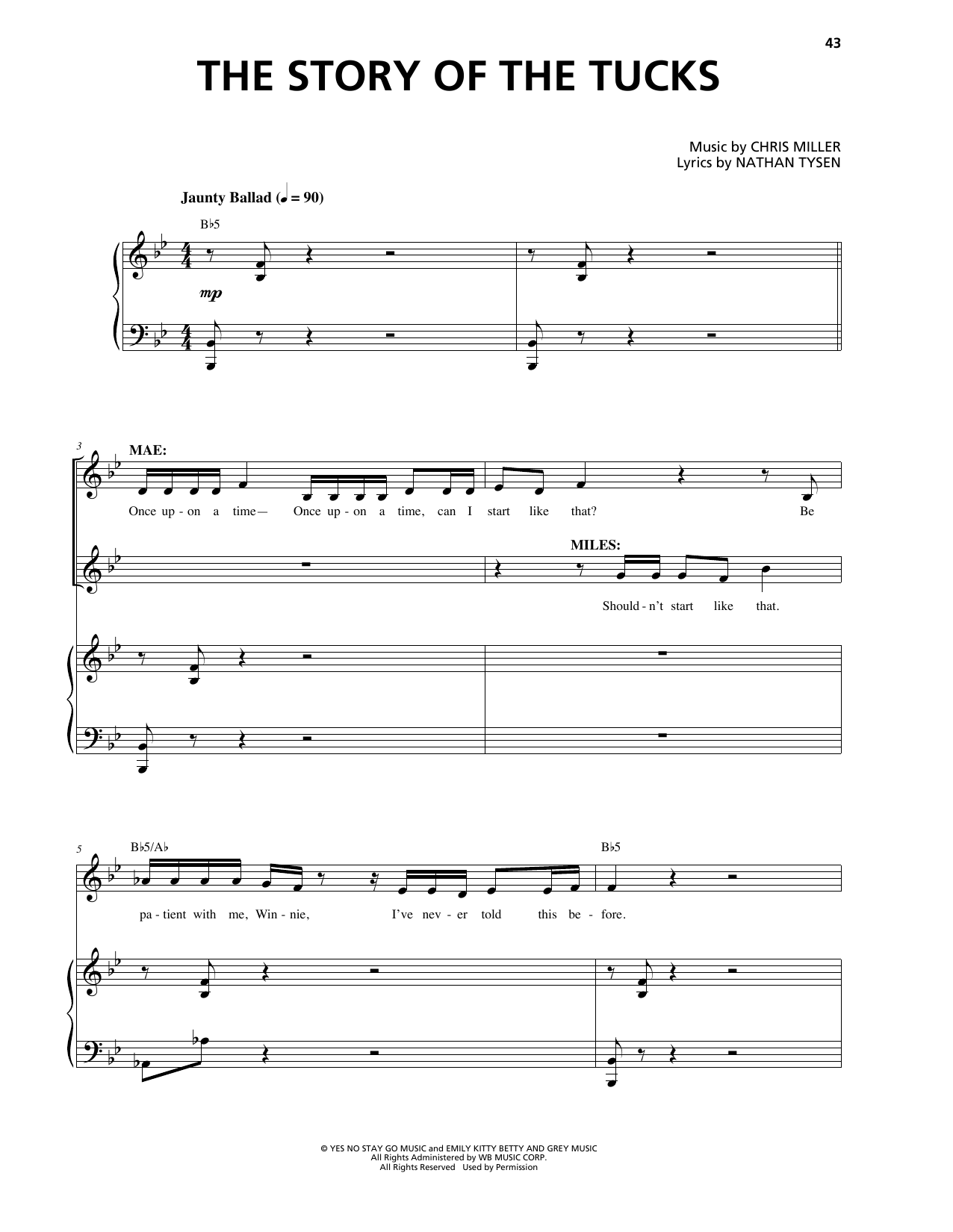 Chris Miller The Story Of The Tucks Sheet Music Notes & Chords for Piano & Vocal - Download or Print PDF