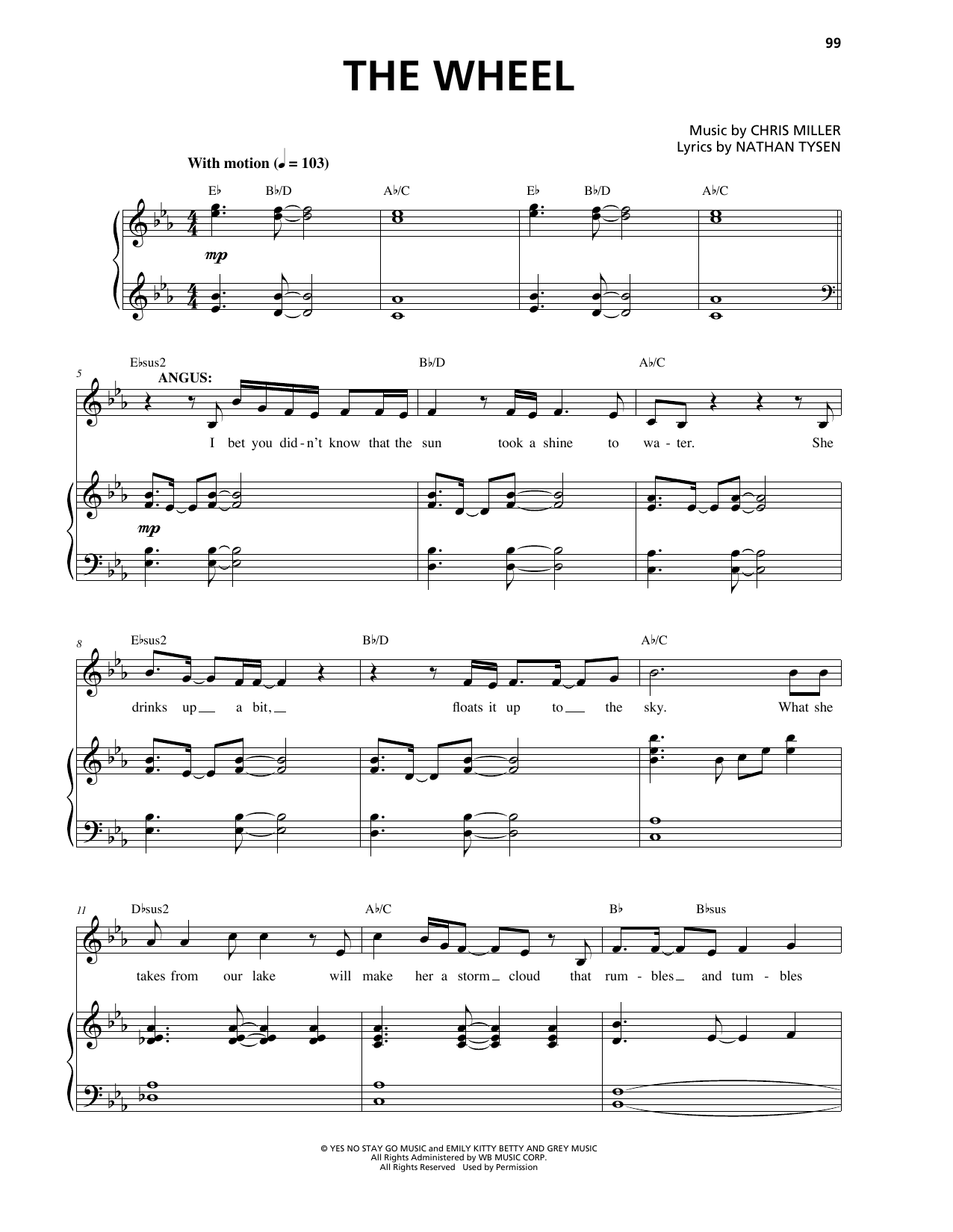 Chris Miller The Wheel Sheet Music Notes & Chords for Piano & Vocal - Download or Print PDF