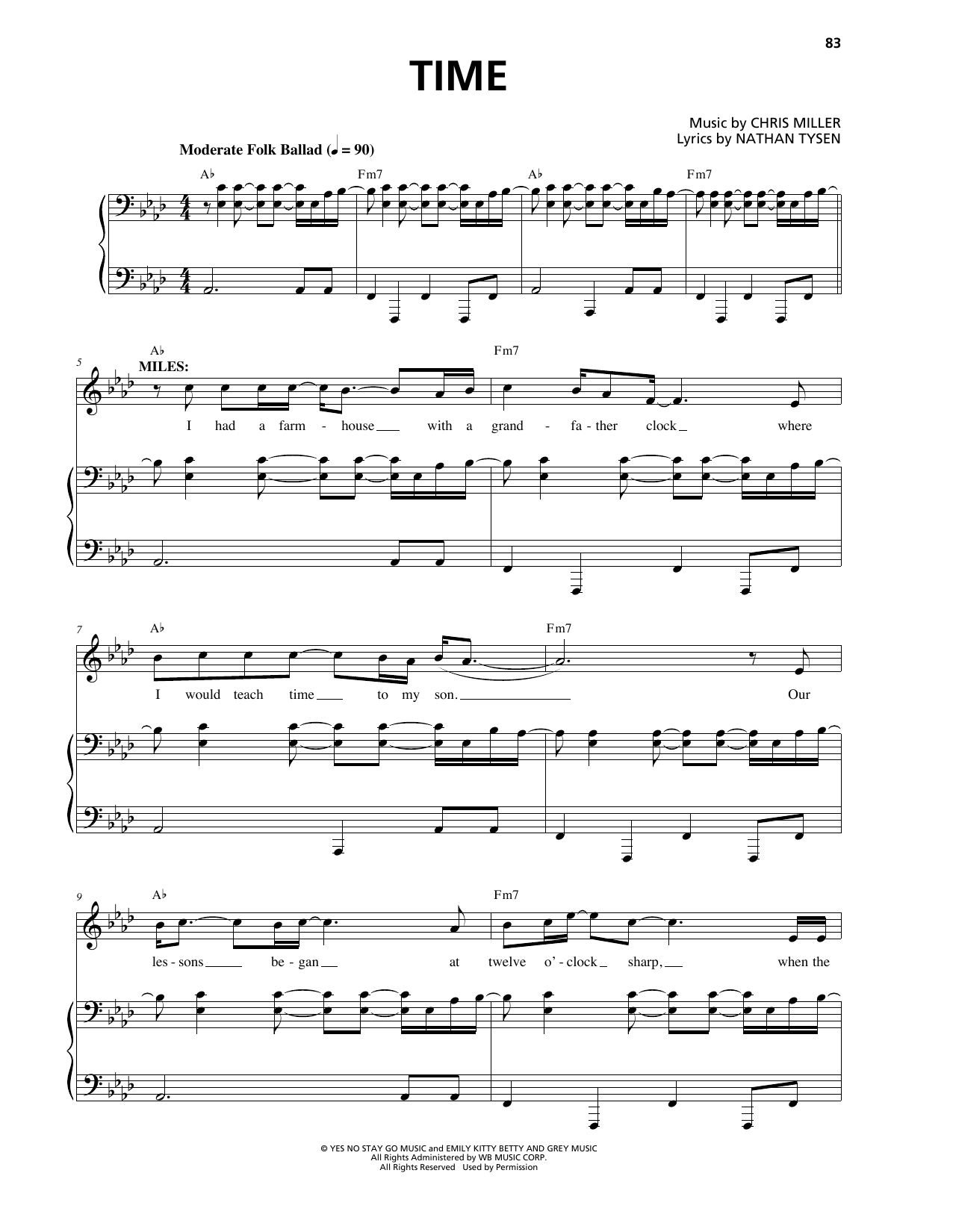 Chris Miller Time Sheet Music Notes & Chords for Piano & Vocal - Download or Print PDF