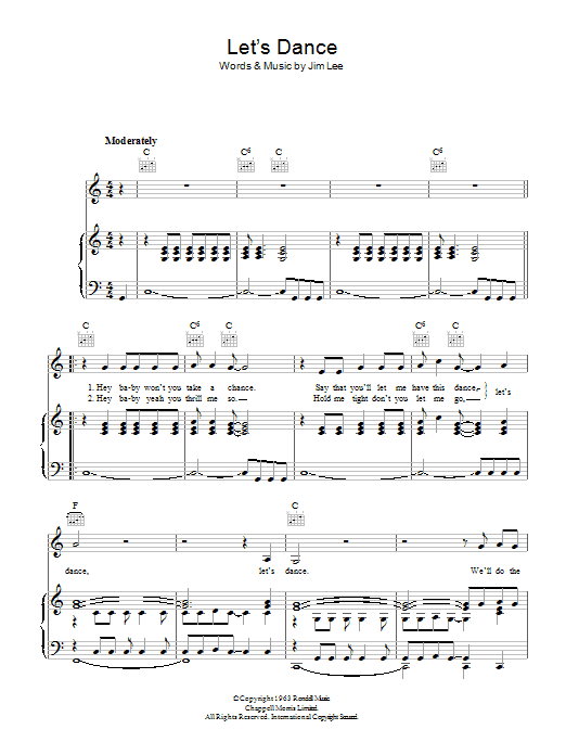 Chris Montes Let's Dance Sheet Music Notes & Chords for Piano, Vocal & Guitar (Right-Hand Melody) - Download or Print PDF