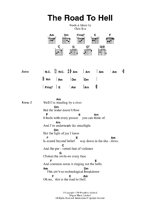 Chris Rea The Road To Hell Sheet Music Notes & Chords for Lyrics & Chords - Download or Print PDF