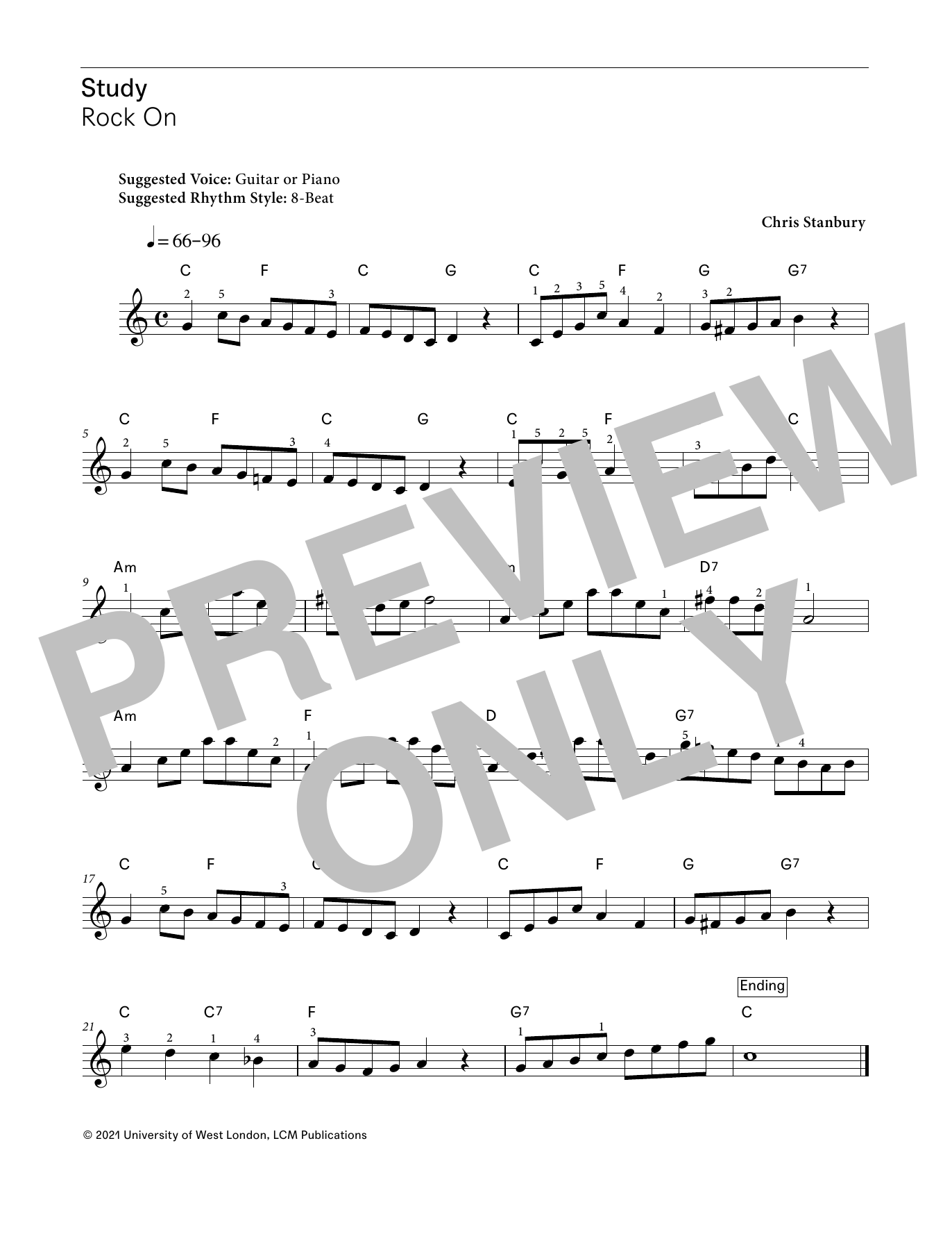 Chris Stanbury Rock On (from LCME Electronic Keyboard Study Grade 1) Sheet Music Notes & Chords for Piano Solo - Download or Print PDF