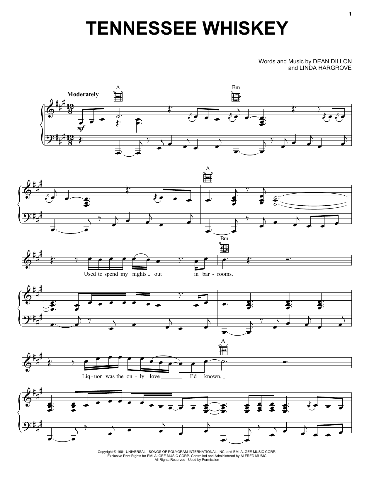 Chris Stapleton (Smooth As) Tennessee Whiskey Sheet Music Notes & Chords for Lyrics & Chords - Download or Print PDF