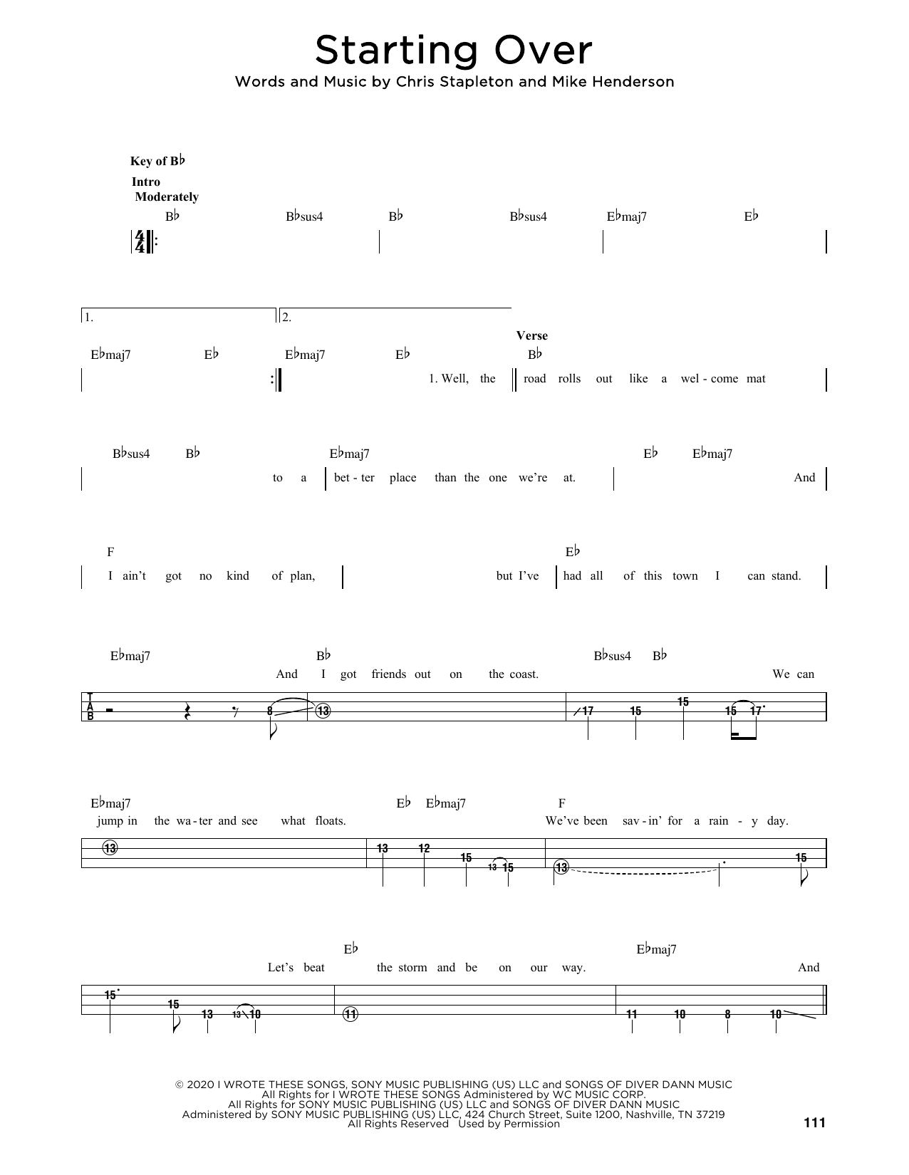Chris Stapleton Starting Over Sheet Music Notes & Chords for Guitar Chords/Lyrics - Download or Print PDF