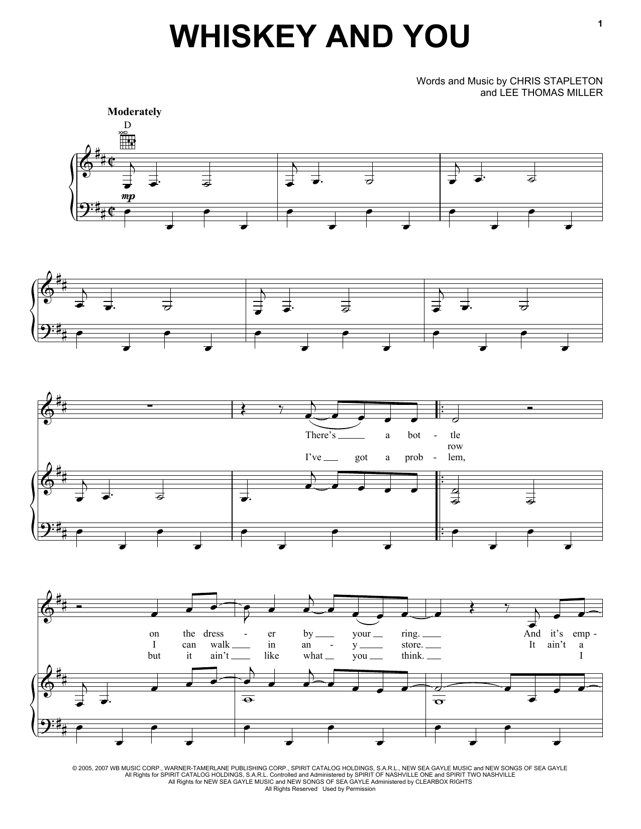 Chris Stapleton Whiskey And You Sheet Music Notes & Chords for Guitar Chords/Lyrics - Download or Print PDF