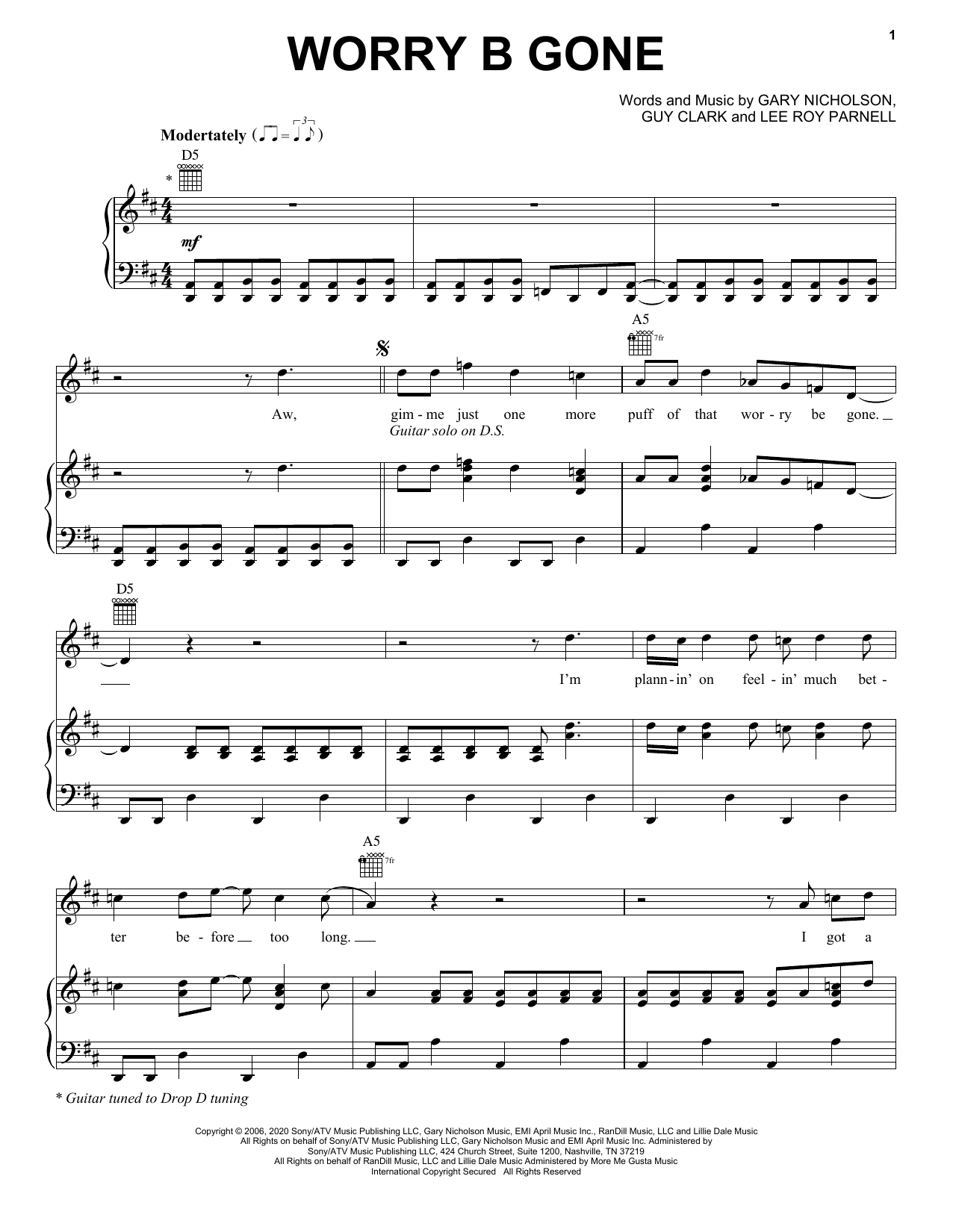 Chris Stapleton Worry B Gone Sheet Music Notes & Chords for Piano, Vocal & Guitar (Right-Hand Melody) - Download or Print PDF Chris Stapleton Worry B Gone Sheet Music Notes & Chords for Piano, Vocal & Guitar (Right-Hand Melody) - Download or Print PDF