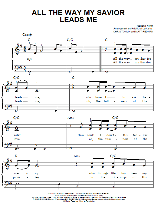 Chris Tomlin All The Way My Savior Leads Me Sheet Music Notes & Chords for Piano, Vocal & Guitar (Right-Hand Melody) - Download or Print PDF
