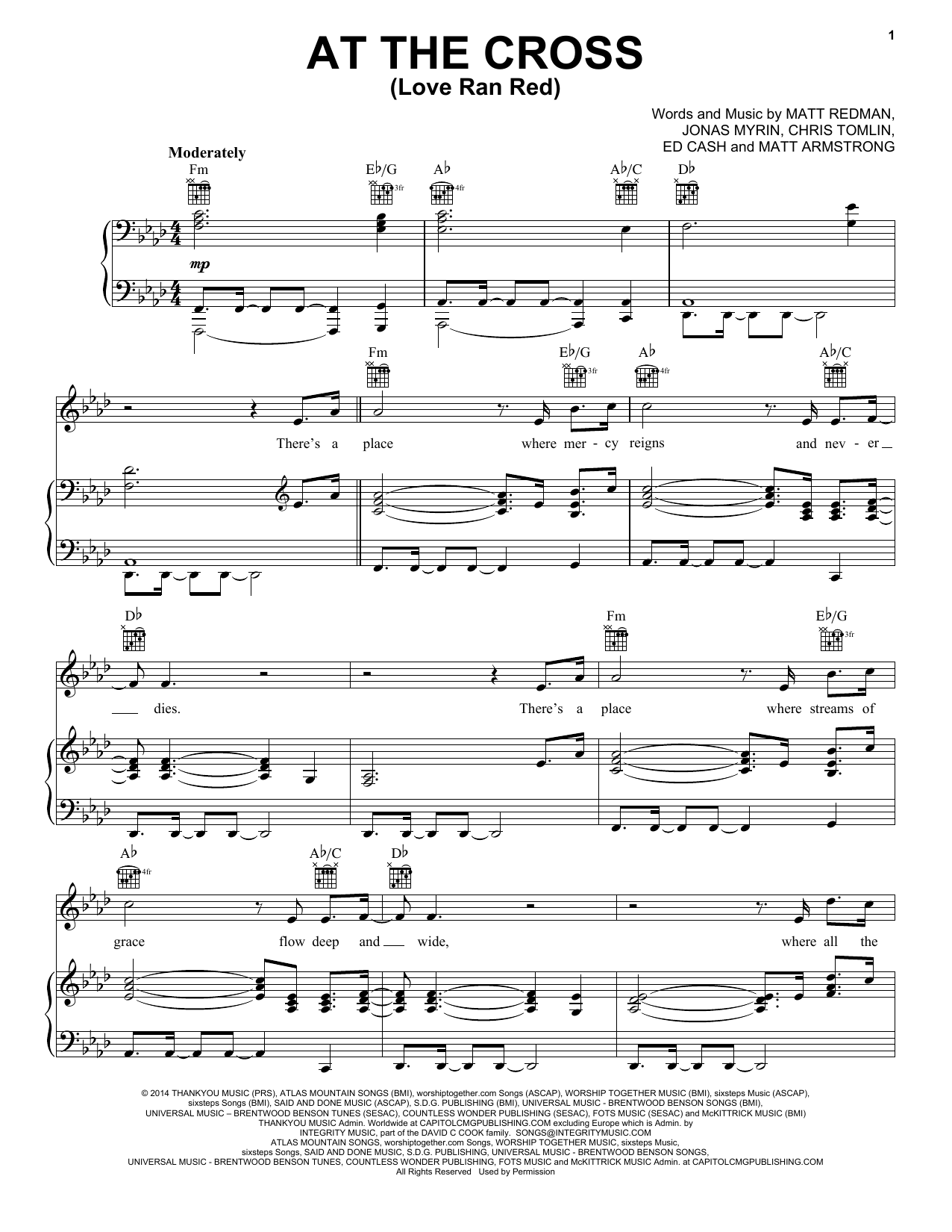 Chris Tomlin At The Cross (Love Ran Red) Sheet Music Notes & Chords for Piano - Download or Print PDF