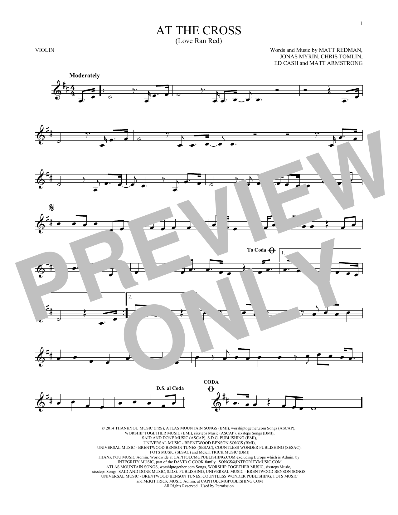 Chris Tomlin At The Cross (Love Ran Red) Sheet Music Notes & Chords for Easy Guitar Tab - Download or Print PDF