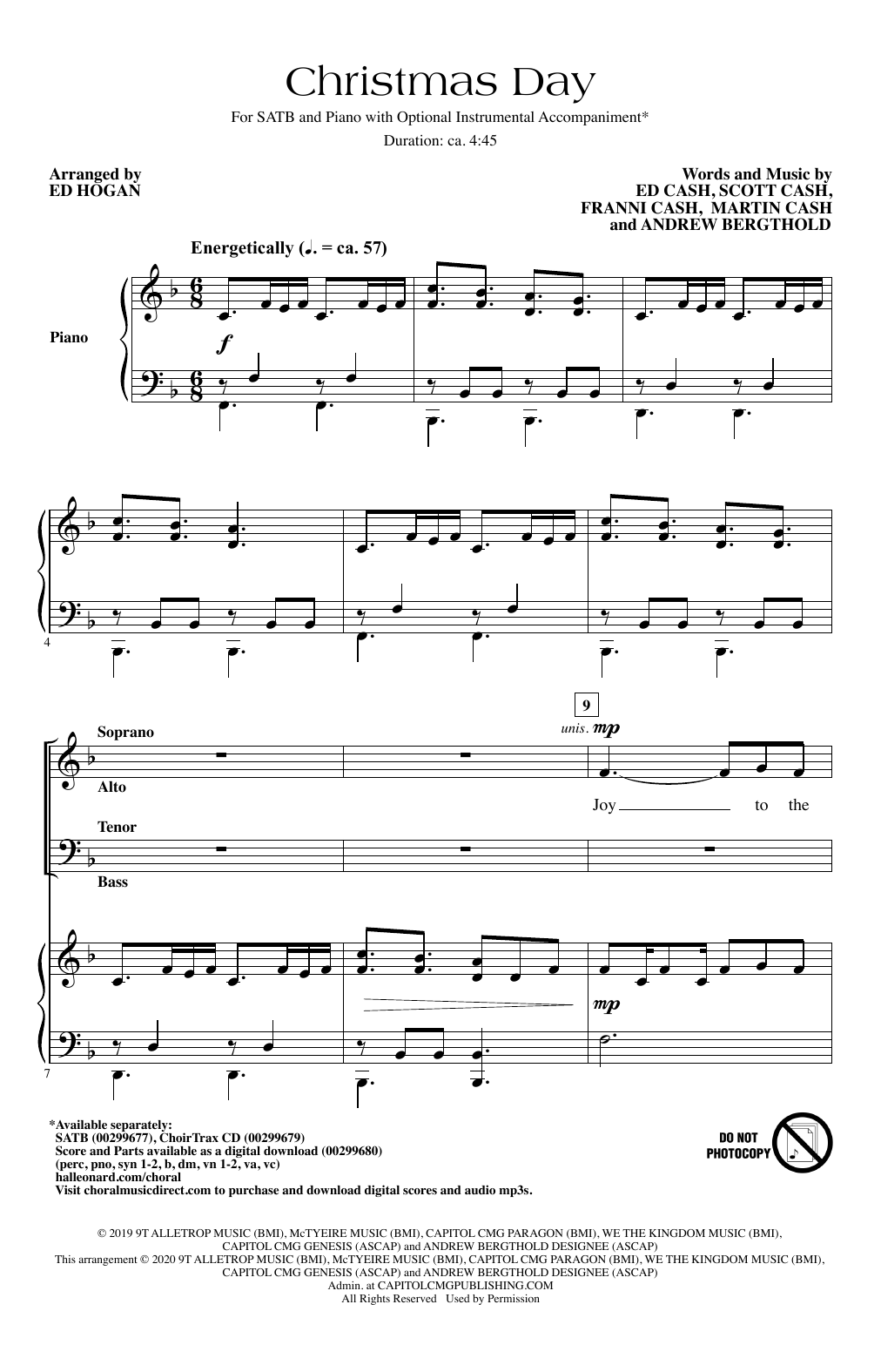 Chris Tomlin Christmas Day (arr. Ed Hogan) Sheet Music Notes & Chords for SATB Choir - Download or Print PDF