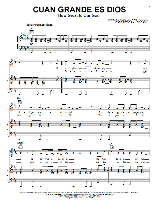 Chris Tomlin How Great Is Our God Sheet Music Notes & Chords for Piano, Vocal & Guitar (Right-Hand Melody) - Download or Print PDF