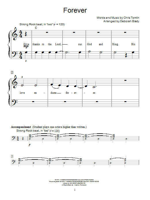 Chris Tomlin Forever (arr. Deborah Brady) Sheet Music Notes & Chords for Educational Piano - Download or Print PDF