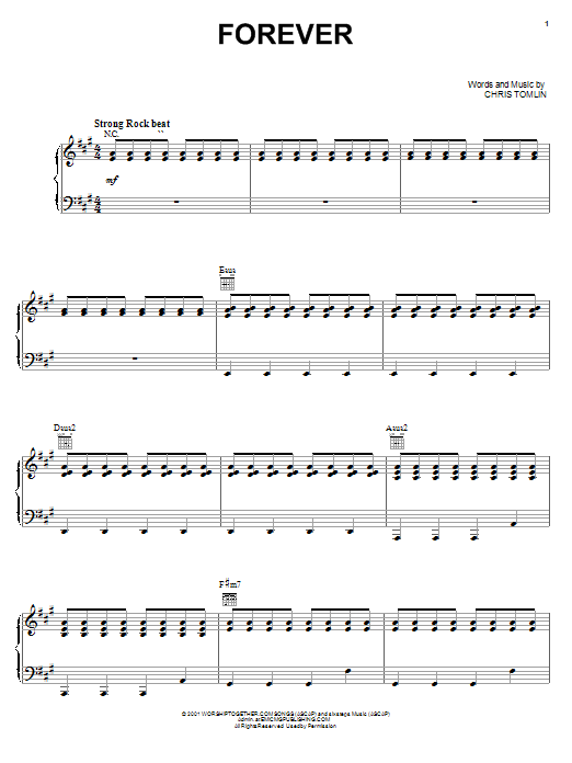 Chris Tomlin Forever Sheet Music Notes & Chords for Easy Piano - Download or Print PDF