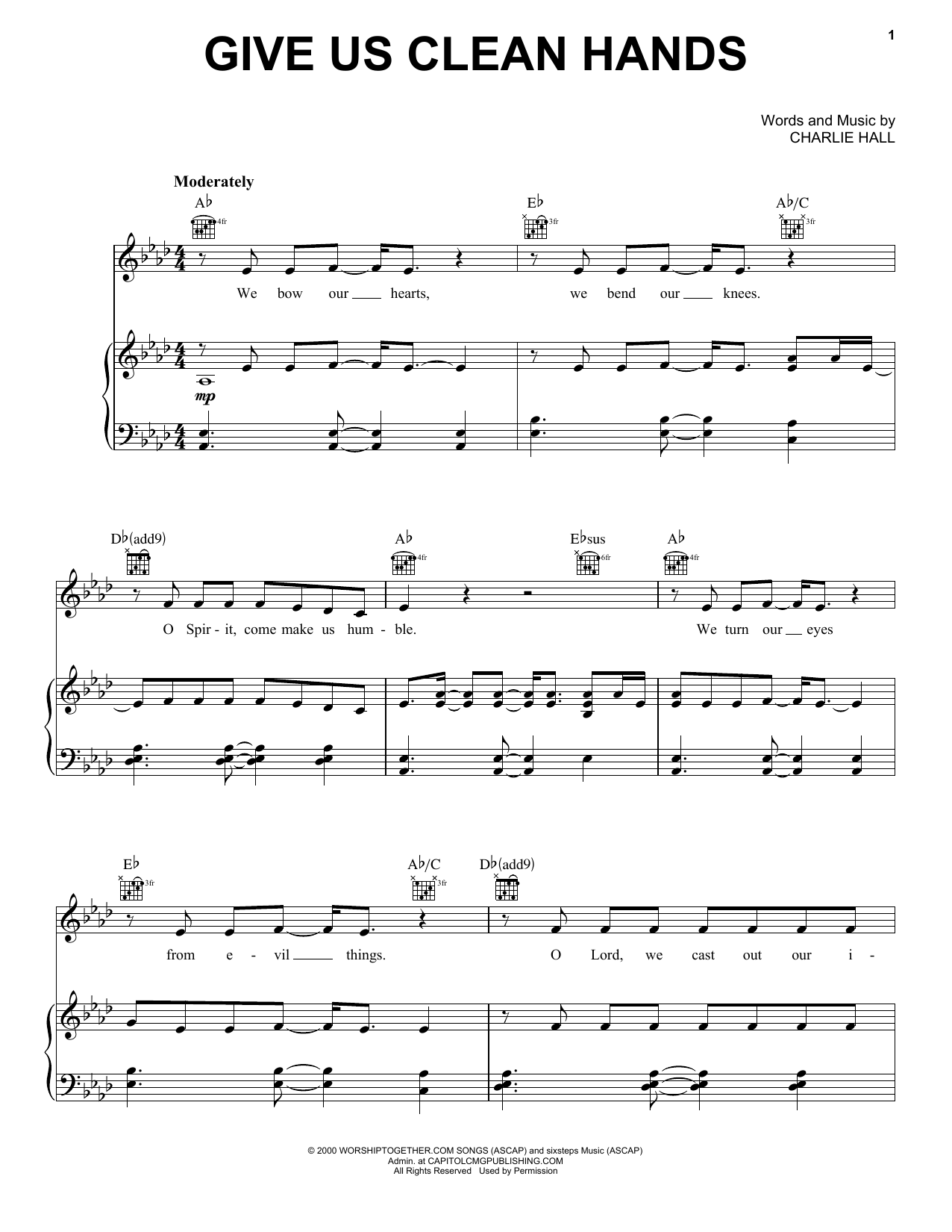 Chris Tomlin Give Us Clean Hands Sheet Music Notes & Chords for Easy Guitar - Download or Print PDF