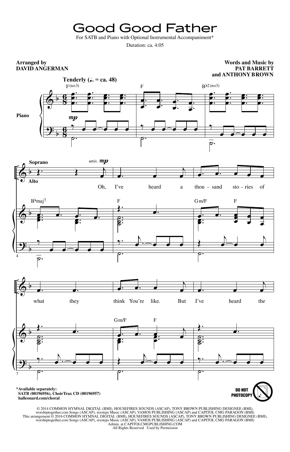 David Angerman Good Good Father Sheet Music Notes & Chords for SATB - Download or Print PDF