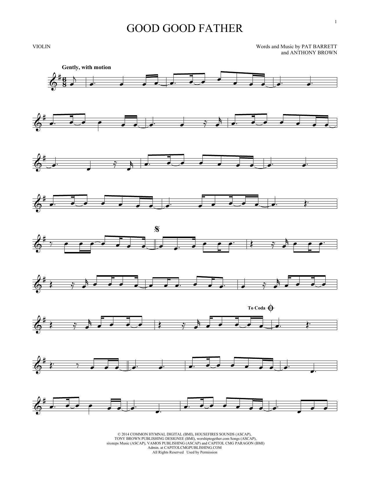 Chris Tomlin Good Good Father Sheet Music Notes & Chords for Lyrics & Chords - Download or Print PDF