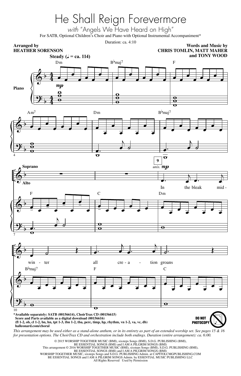 Chris Tomlin He Shall Reign Forevermore (arr. Heather Sorenson) Sheet Music Notes & Chords for SATB - Download or Print PDF