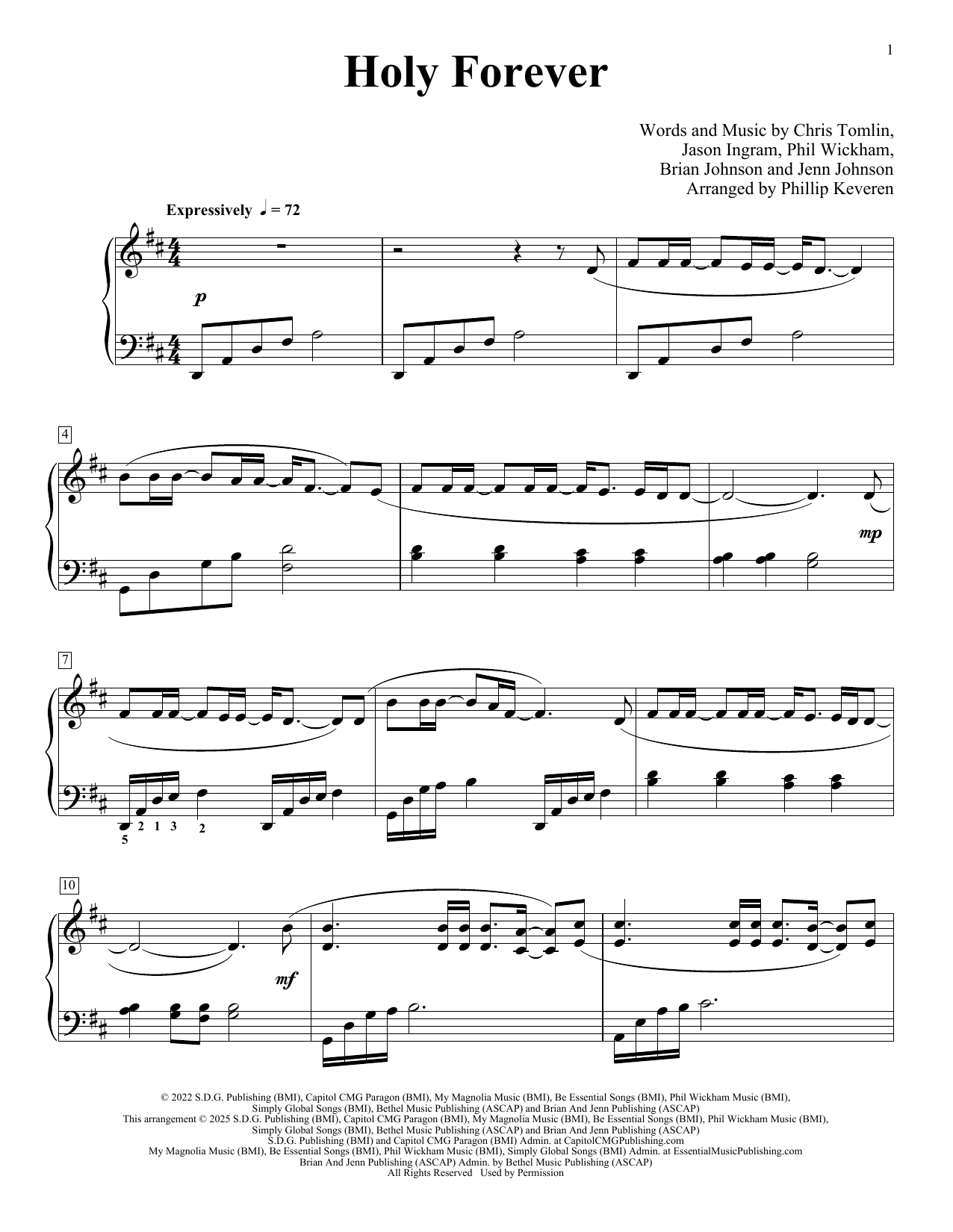 Chris Tomlin Holy Forever (arr. Phillip Keveren) Sheet Music Notes & Chords for Piano Solo - Download or Print PDF