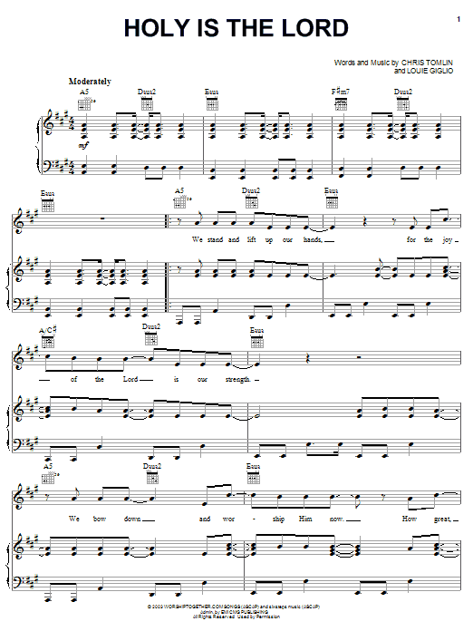 Chris Tomlin Holy Is The Lord Sheet Music Notes & Chords for Bass Guitar Tab - Download or Print PDF