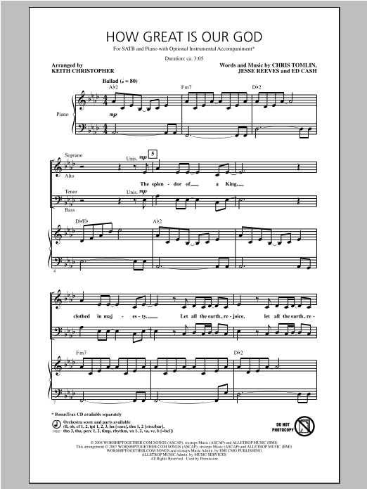 Keith Christopher How Great Is Our God Sheet Music Notes & Chords for SATB - Download or Print PDF