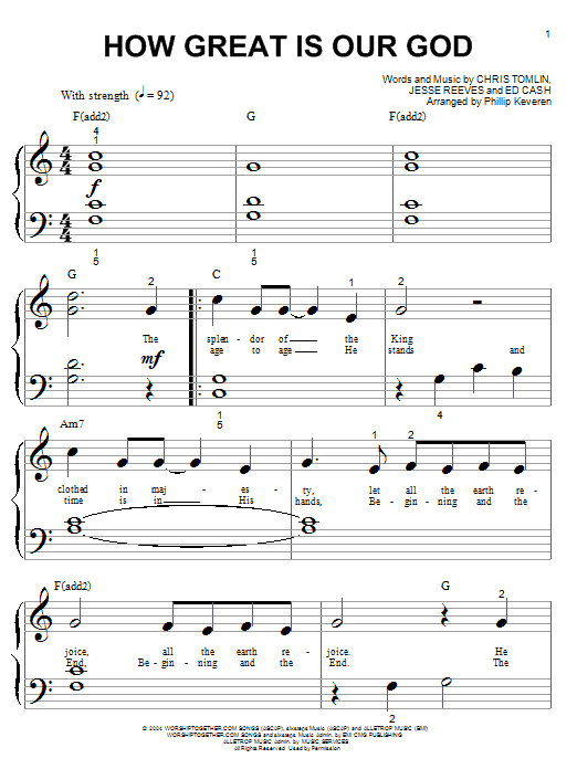 Chris Tomlin How Great Is Our God (arr. Phillip Keveren) Sheet Music Notes & Chords for Piano Solo - Download or Print PDF