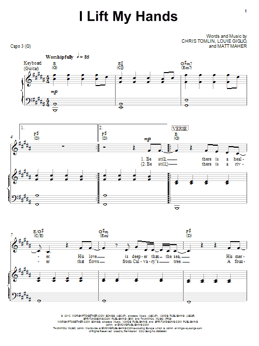 Chris Tomlin I Lift My Hands Sheet Music Notes & Chords for Easy Piano - Download or Print PDF