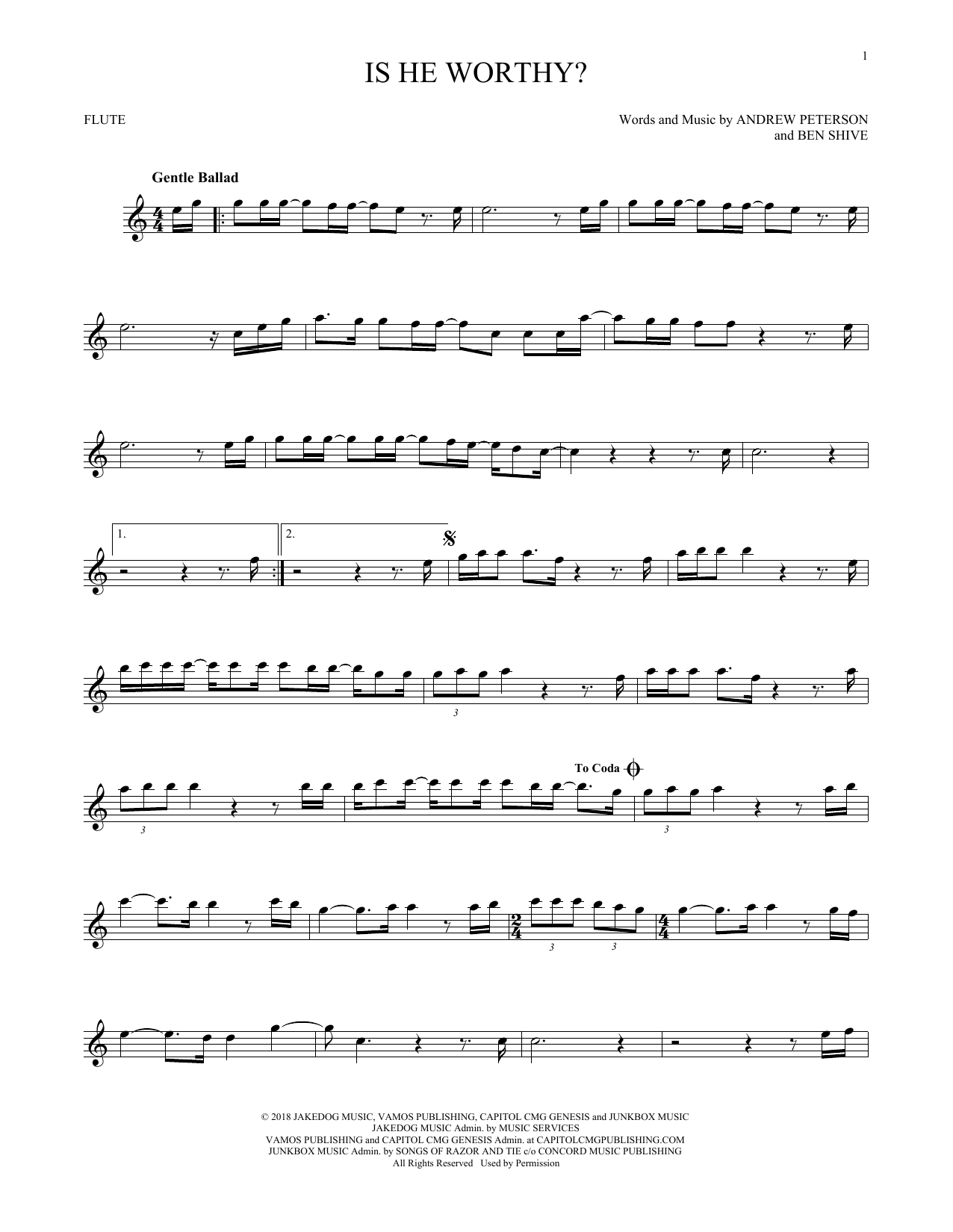 Chris Tomlin Is He Worthy? Sheet Music Notes & Chords for Trumpet Solo - Download or Print PDF