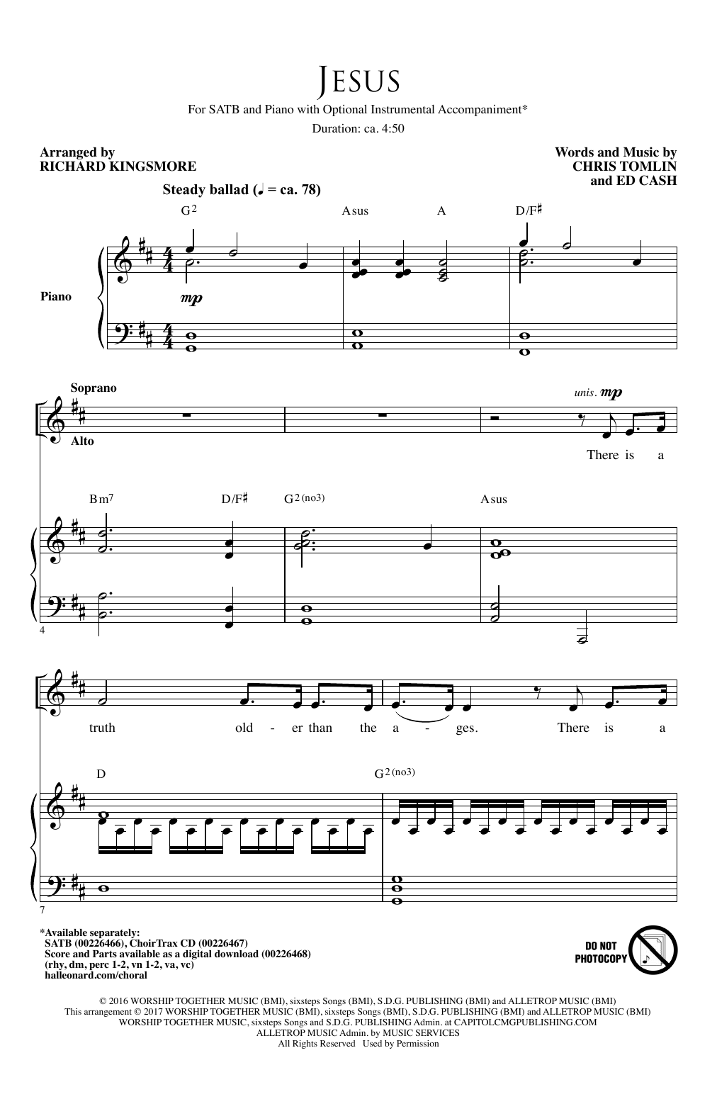 Chris Tomlin Jesus (arr. Richard Kingsmore) Sheet Music Notes & Chords for SATB - Download or Print PDF