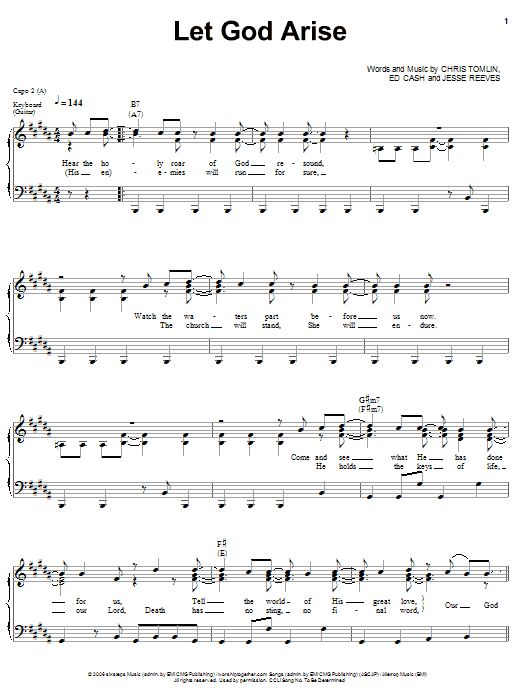 Chris Tomlin Let God Arise Sheet Music Notes & Chords for Piano, Vocal & Guitar (Right-Hand Melody) - Download or Print PDF
