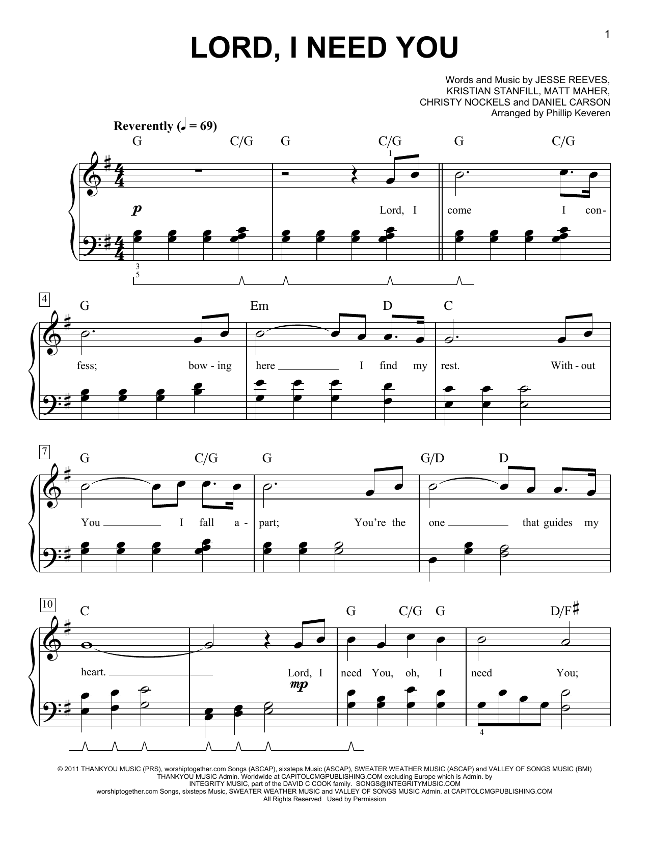 Passion Lord, I Need You (arr. Phillip Keveren) Sheet Music Notes & Chords for Easy Piano - Download or Print PDF