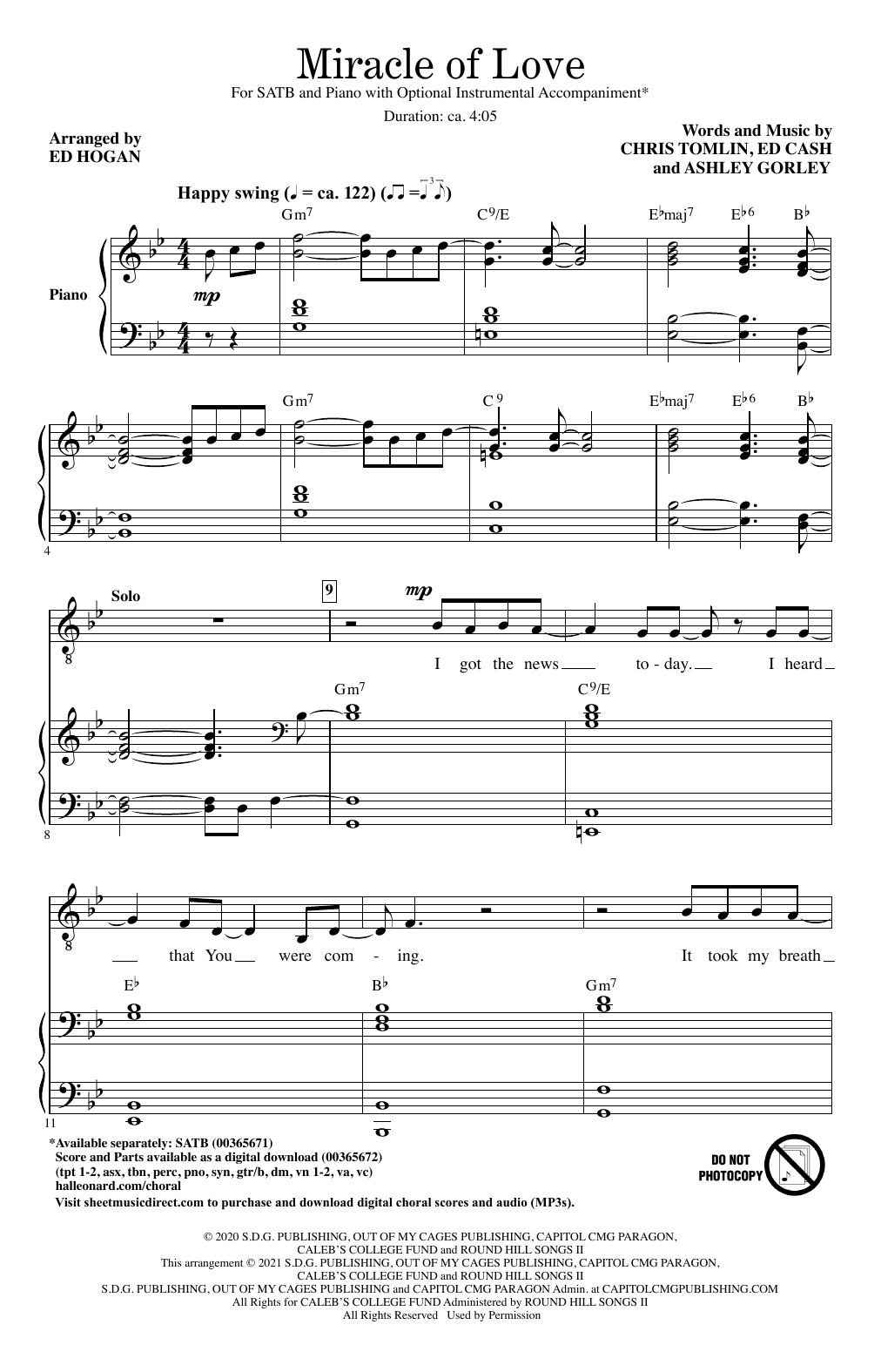 Chris Tomlin Miracle Of Love (arr. Ed Hogan) Sheet Music Notes & Chords for SATB Choir - Download or Print PDF