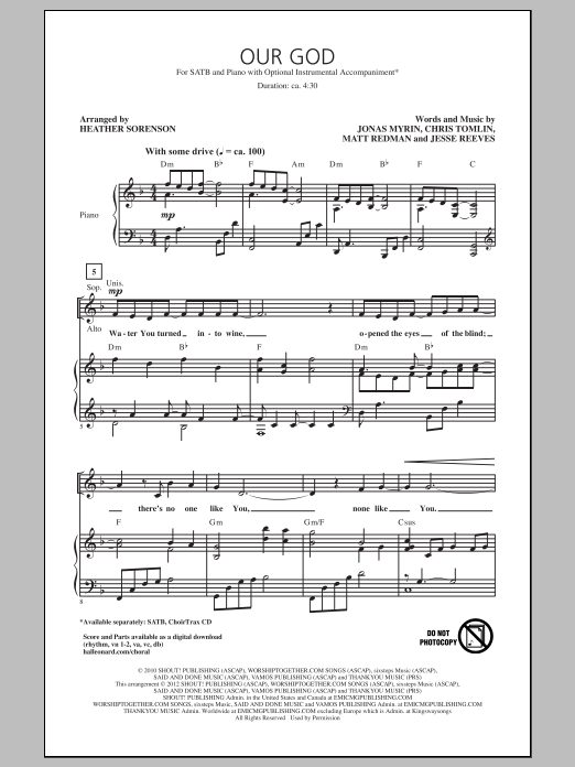 Chris Tomlin Our God (arr. Heather Sorenson) Sheet Music Notes & Chords for SATB - Download or Print PDF