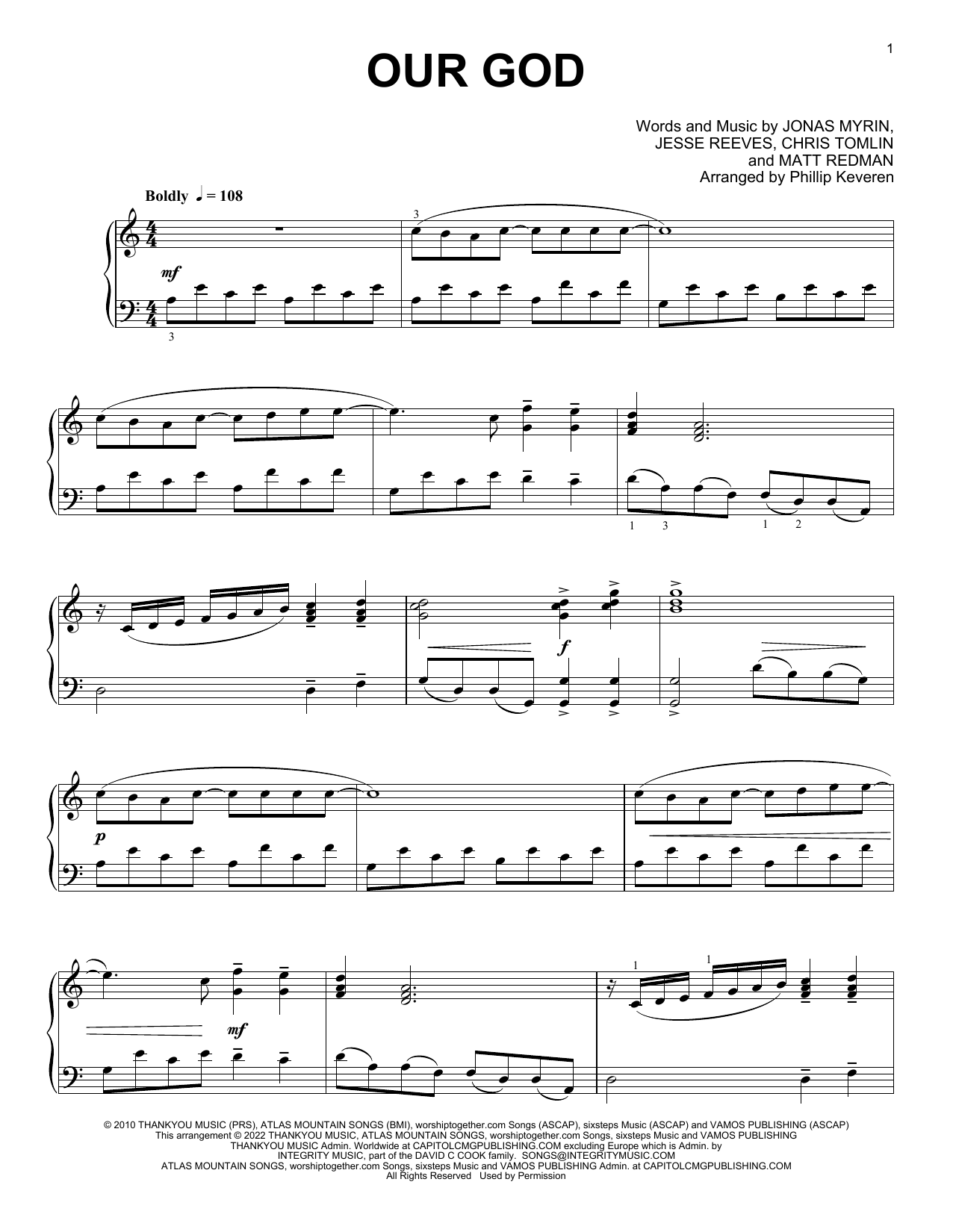Chris Tomlin Our God [Classical version] (arr. Phillip Keveren) Sheet Music Notes & Chords for Piano Solo - Download or Print PDF
