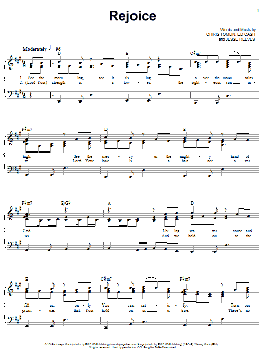 Chris Tomlin Rejoice Sheet Music Notes & Chords for Easy Guitar Tab - Download or Print PDF