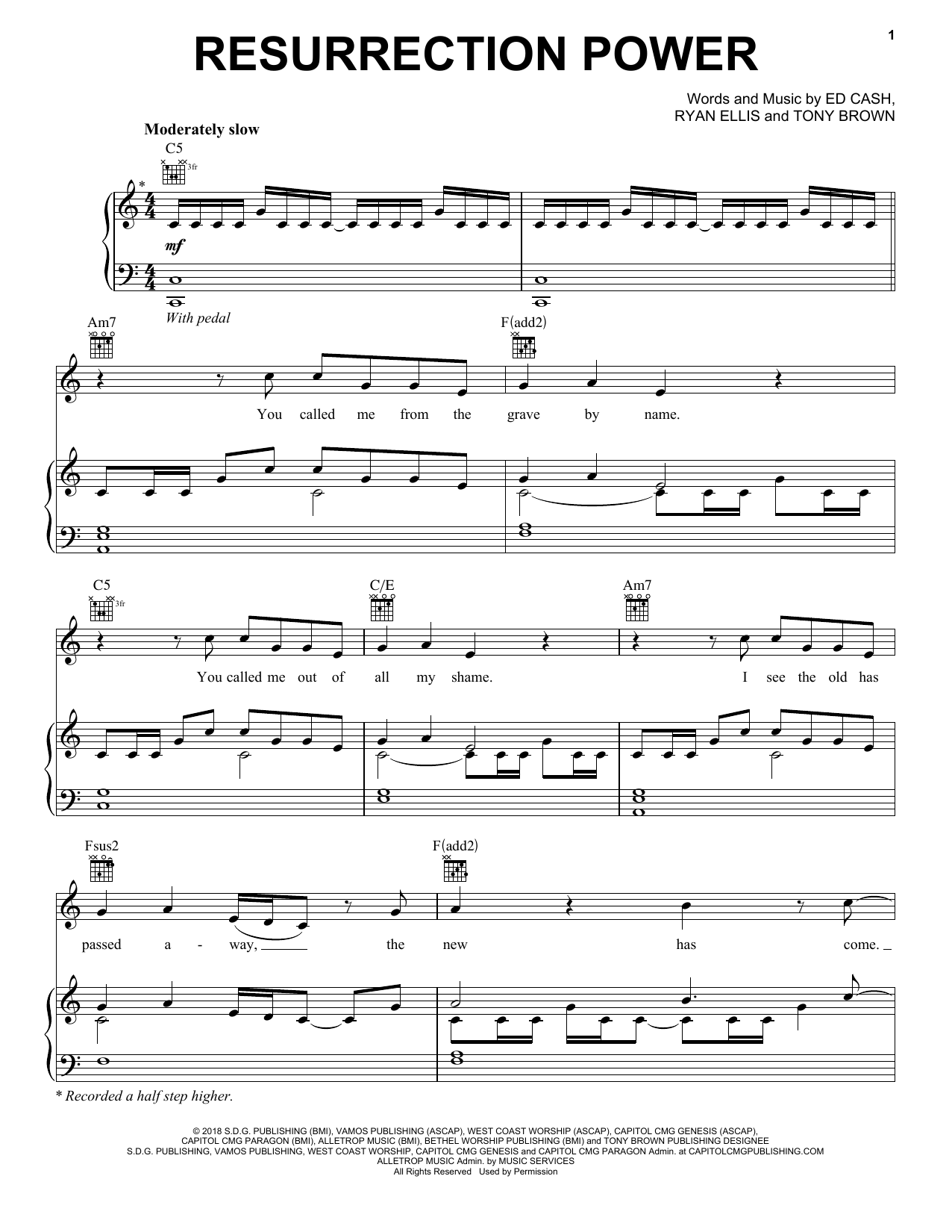 Chris Tomlin Resurrection Power Sheet Music Notes & Chords for Piano, Vocal & Guitar (Right-Hand Melody) - Download or Print PDF