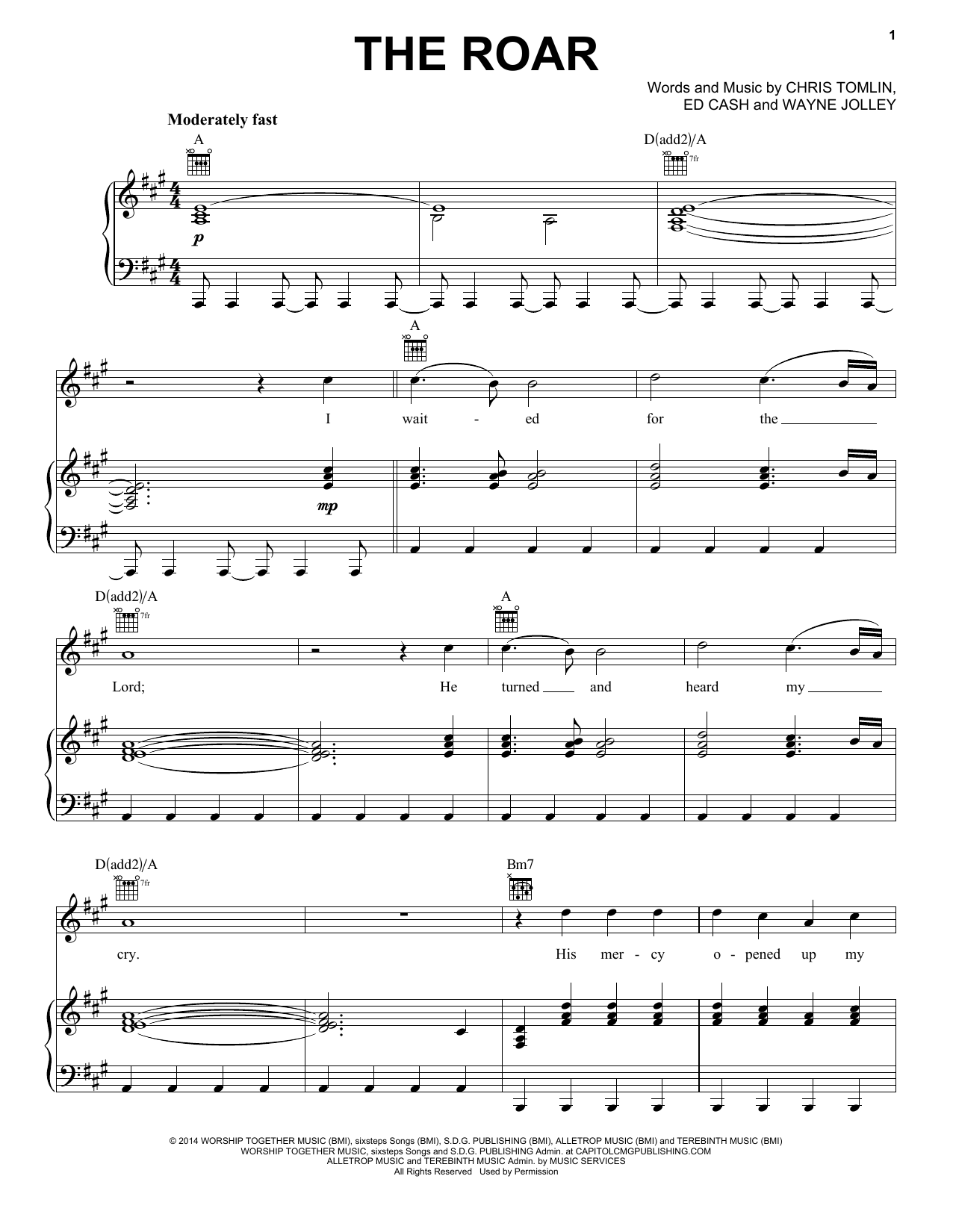 Chris Tomlin The Roar Sheet Music Notes & Chords for Piano, Vocal & Guitar (Right-Hand Melody) - Download or Print PDF