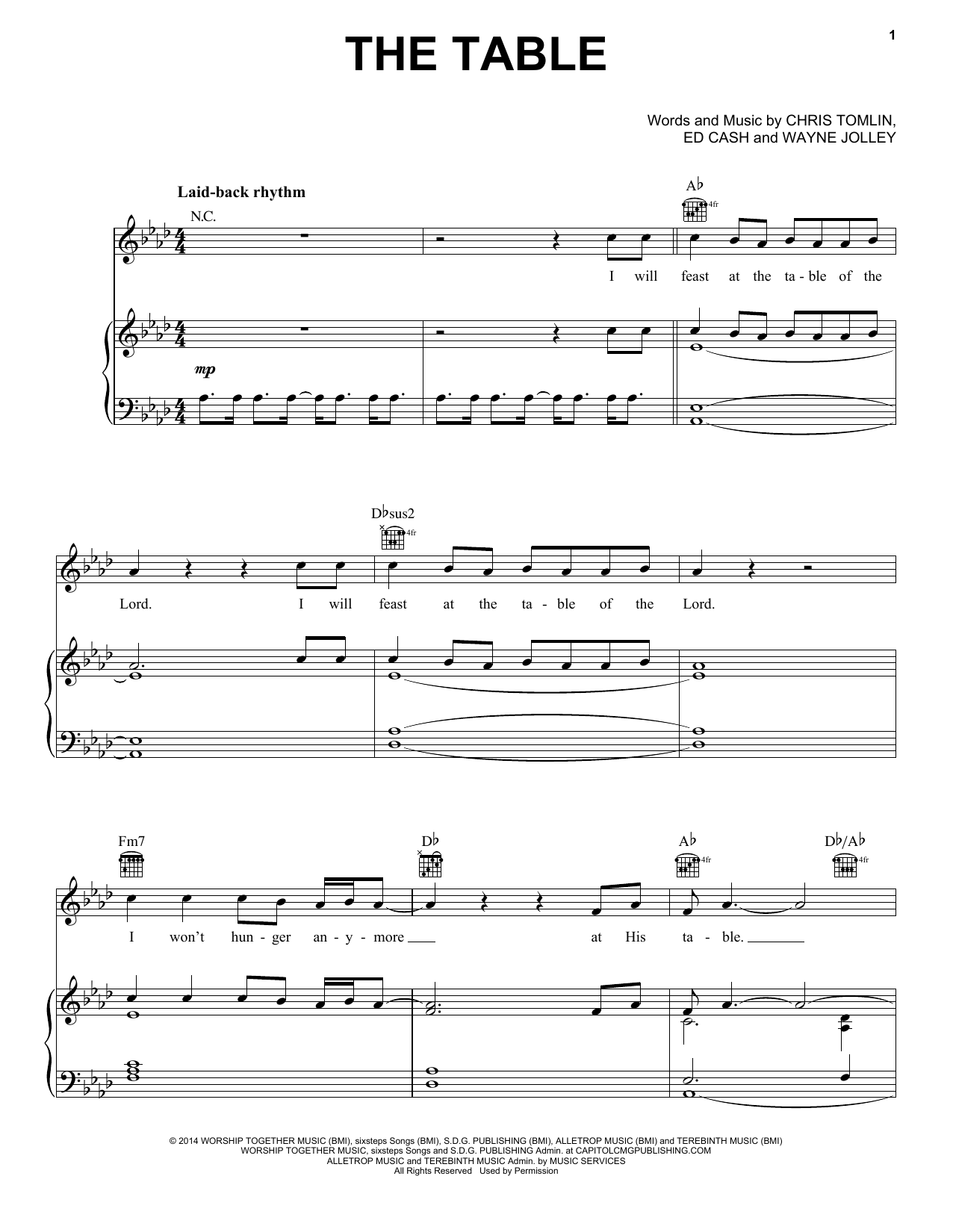 Chris Tomlin The Table Sheet Music Notes & Chords for Piano, Vocal & Guitar (Right-Hand Melody) - Download or Print PDF