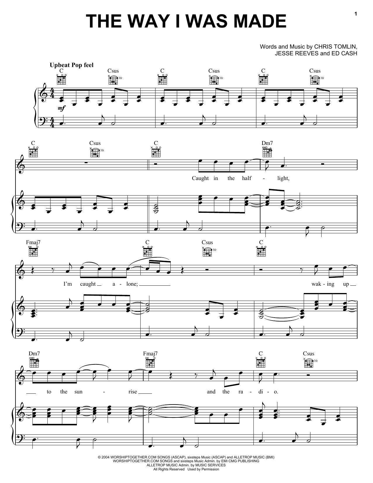 Chris Tomlin The Way I Was Made Sheet Music Notes & Chords for Easy Piano - Download or Print PDF