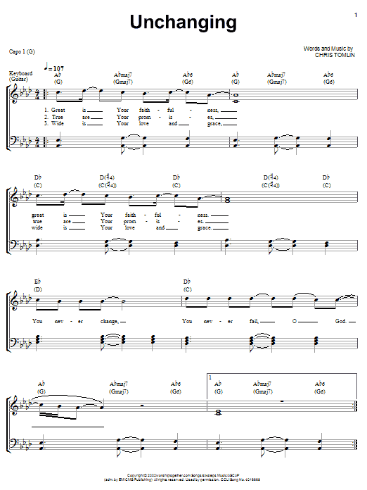 Chris Tomlin Unchanging Sheet Music Notes & Chords for Piano Solo - Download or Print PDF