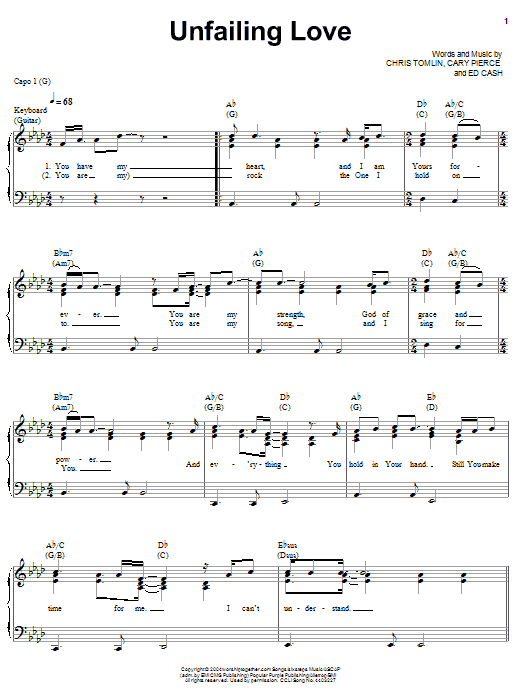 Chris Tomlin Unfailing Love Sheet Music Notes & Chords for Easy Guitar Tab - Download or Print PDF