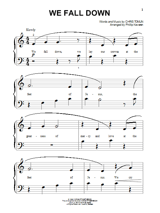 Chris Tomlin We Fall Down Sheet Music Notes & Chords for Piano - Download or Print PDF