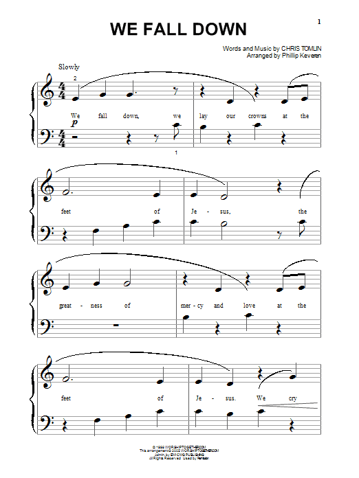 Chris Tomlin We Fall Down Sheet Music Notes & Chords for Piano Duet - Download or Print PDF