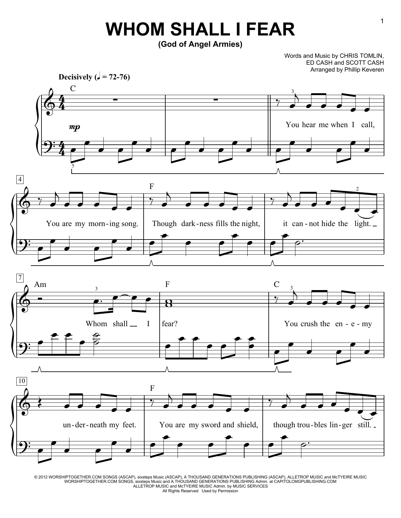 Phillip Keveren Whom Shall I Fear (God Of Angel Armies) Sheet Music Notes & Chords for Piano Solo - Download or Print PDF