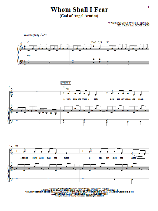 Chris Tomlin Whom Shall I Fear (God Of Angel Armies) Sheet Music Notes & Chords for Flute Solo - Download or Print PDF