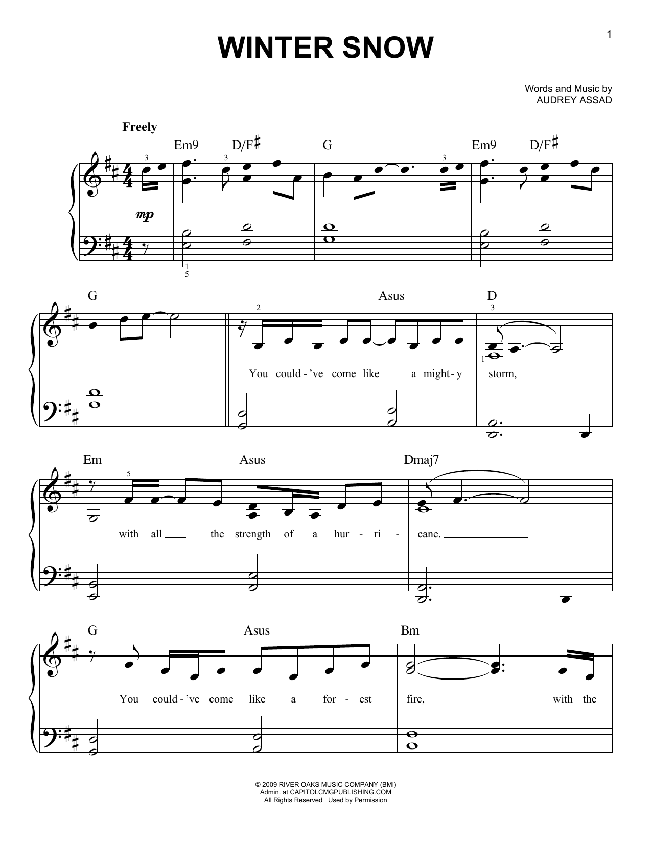 Chris Tomlin Winter Snow Sheet Music Notes & Chords for Piano, Vocal & Guitar (Right-Hand Melody) - Download or Print PDF